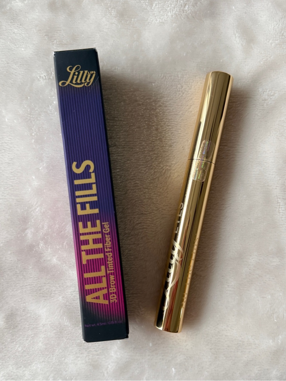 Lilly Lashes All The Fills 3D Brow Tinted Fiber Gel Dark Brown NEW In Box